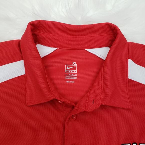 Nike WV Team Polo Shirt Dri-Fit Red White Swoosh Men XL X-Large - Picture 8 of 12